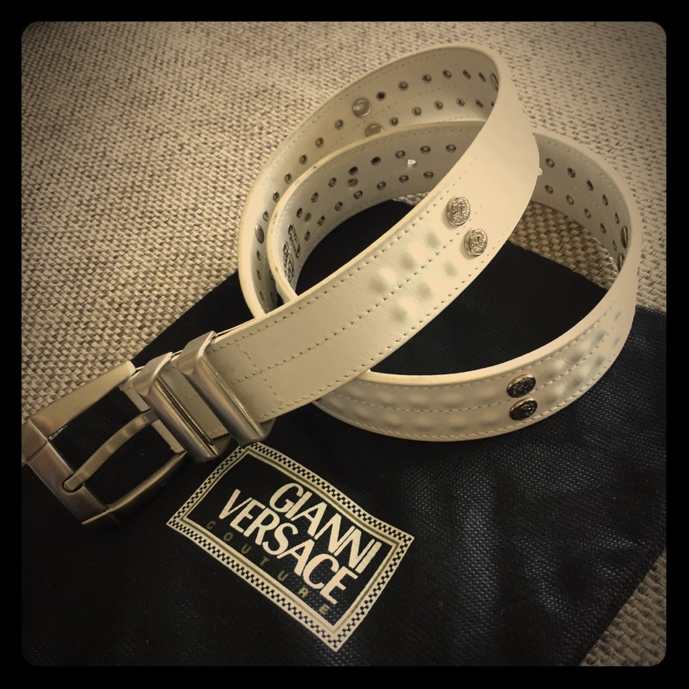 Versace authentic white leather belt